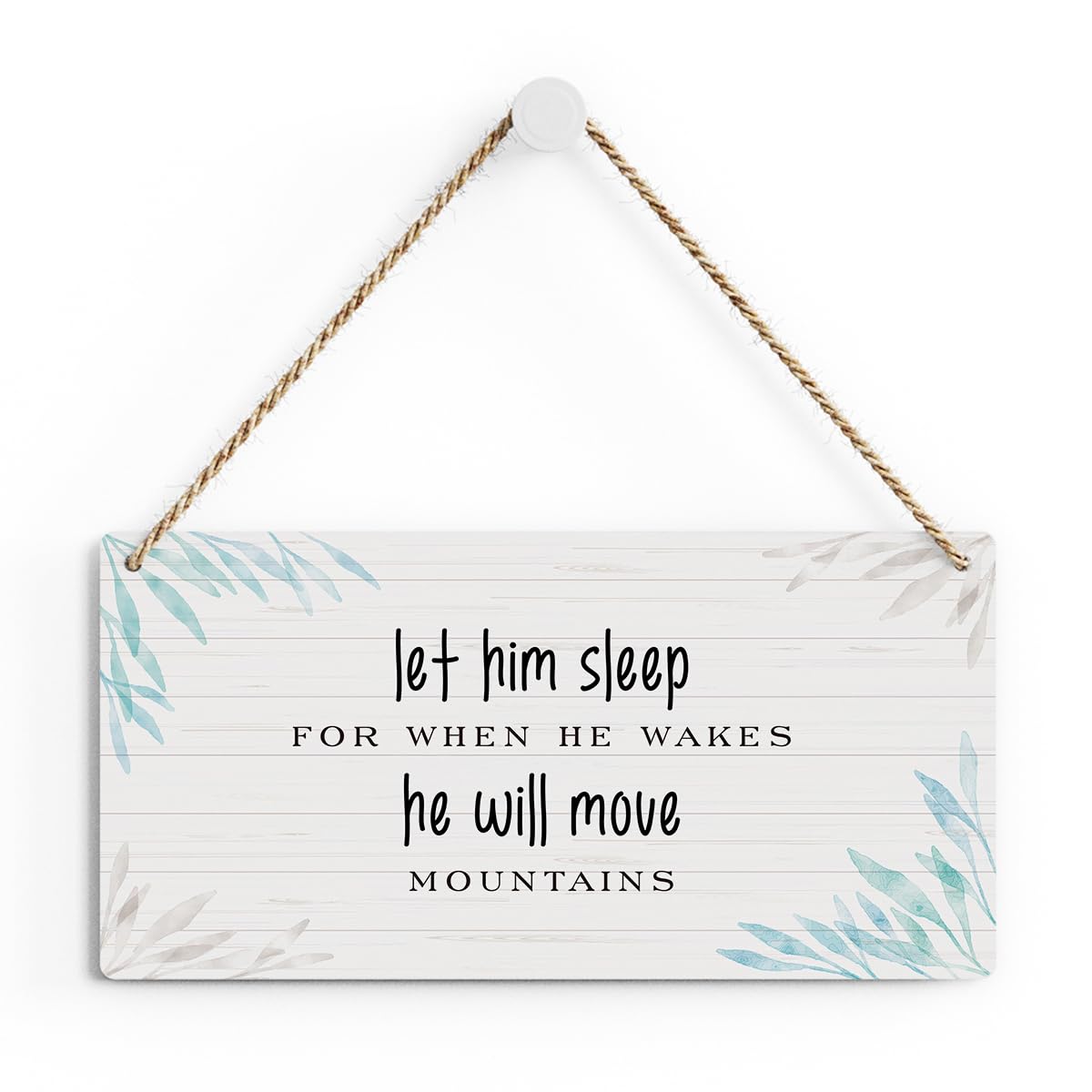 Rustic Boy Nursery Wood Decor Sign, Let Him Sleep for When He Wakes Printed Wood Sign Wall Art, Hanging Door Sign, Decorative Wood Sign Home Nursery Decor 6" x 12"