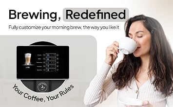 Cafe Bueno Super Automatic Espresso Machine For Home - Coffee Machine With Grinder & Milk Frother For Latte, Cappuccino, Macchiato - Auto Wake & Sleep All Milk Types