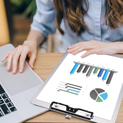 Miniatura 9 de Portapapeles de metal con soporte para bolígrafo, tamaño cartaA4 (8.5 x 11), portapapeles horizontales de acero inoxidable 304, tableros de clip de