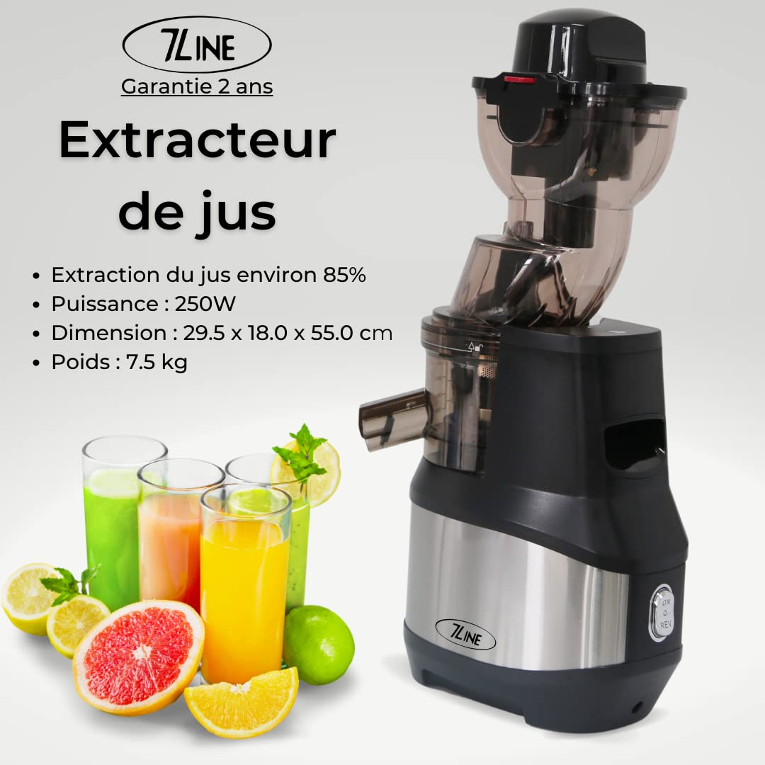 Extracteur de jus/Centrifugeuse Professionnelle 7Line - Compatible avec tous les fruits et légumes - Noir brillant