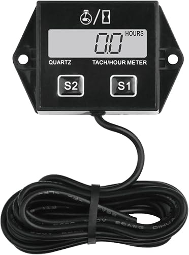 Yooreal Tacómetro digital con batería reemplazable, medidor de revoluciones por minuto para scooter, tractor, motosierra, motor fuera de borda,