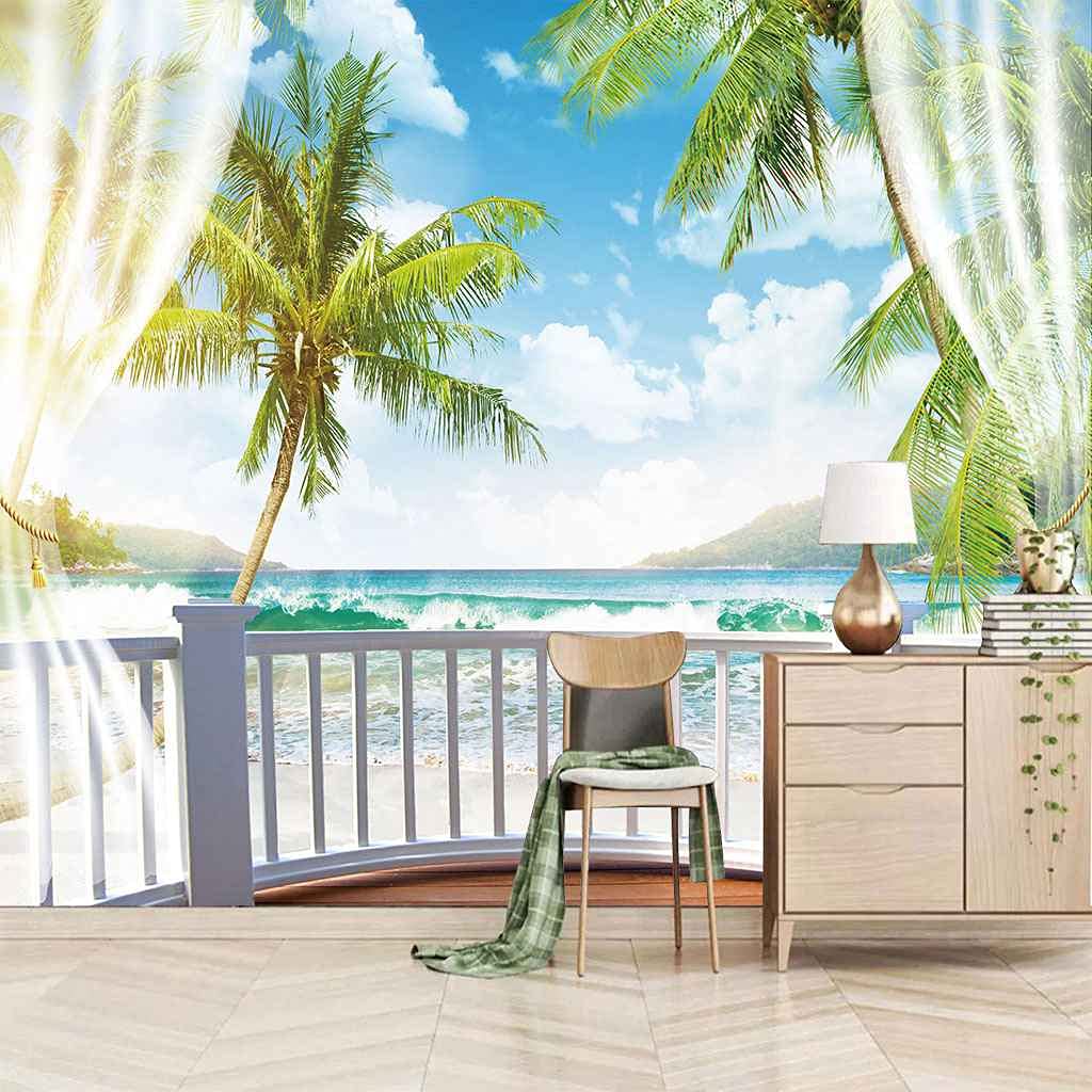 Papier peint photo 3D ocean de 400x280 cm poster géant auto-adhésif pour salon
