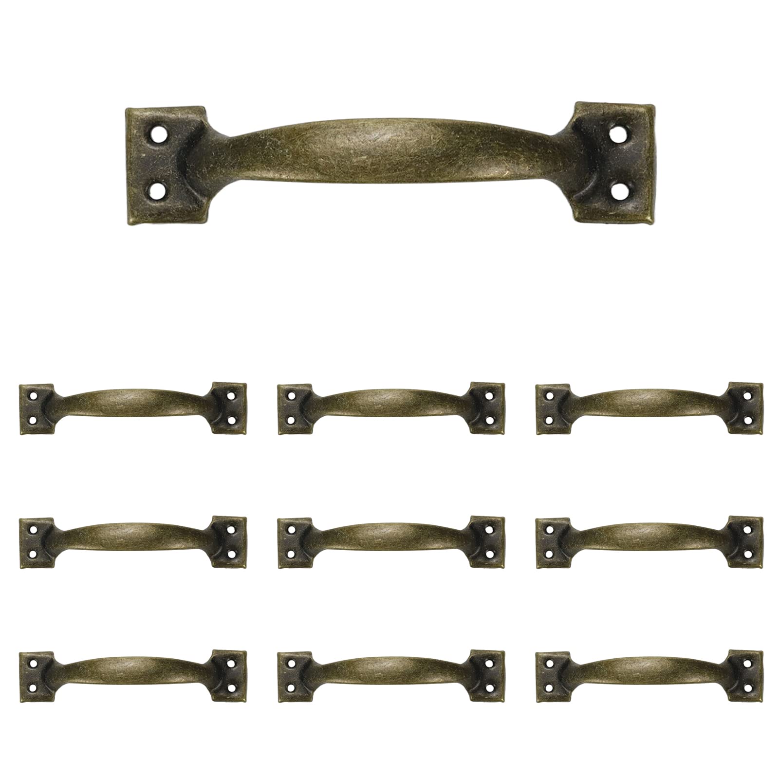 10Pcs 6 Inch Rustic Gate Handle Pulls Vintage Utility Door Pulls for Home Improvement, Barn Door Hardware with Screws,Bronze