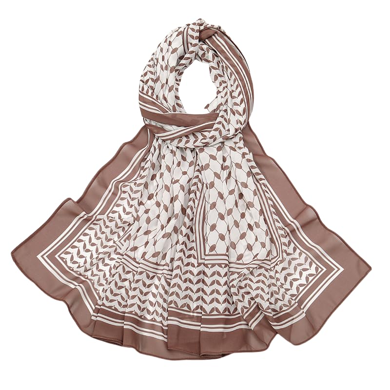 SYANKANGXIAO Lightweight Ramadan Chiffon Scarf Headscarf for Women Muslim Keffiyeh Palestine Sunscreen Hijabs Shawl