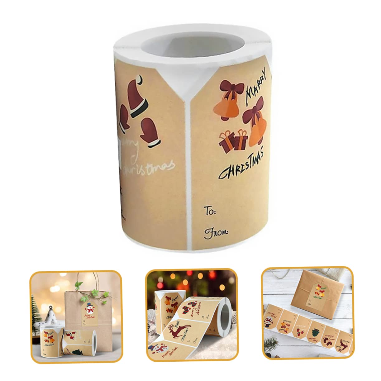 Operitacx 4 Rouleaux Autocollants de Noël autocollant de Noël autocollant d'étiquette de de noël etiquettes autocollantes étiquettes autocollantes étiquettes de noël