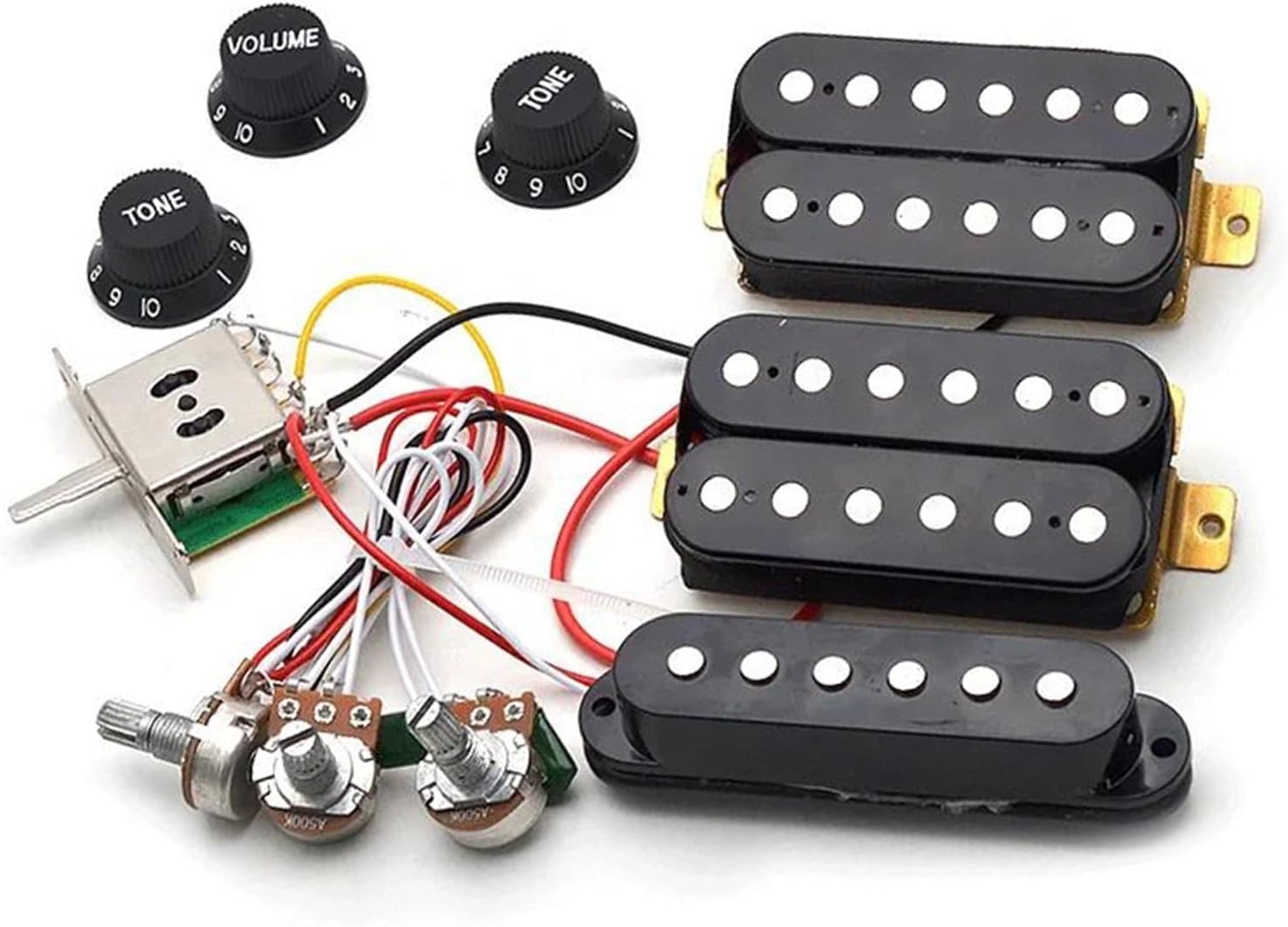 ギター用配線ハーネス プロ仕様エレキギターピックアップ配線ハーネス（配線済み）(HSH Black)