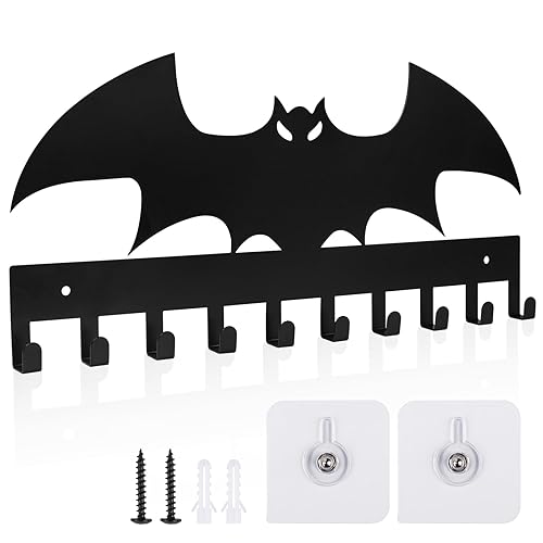 Bat Decor Adhesive Over The Door Hooks, Halloween Christmas Metal