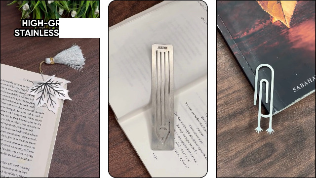 Bagentry 2-Pack Stainless Steel Inspirational Bookmarks With Leaf Chain - Gift For Book Lovers