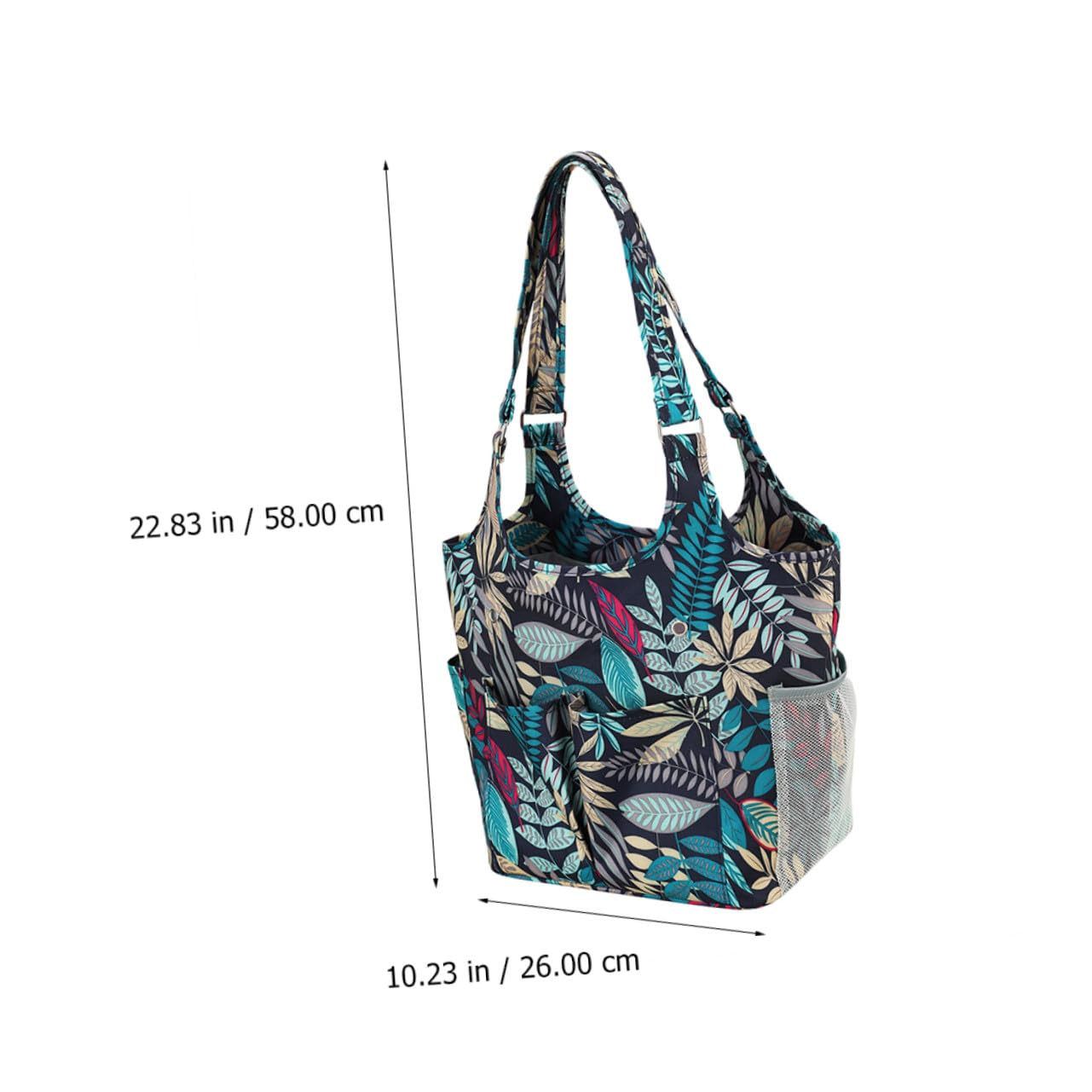 Bolsa de Almacenamiento Portátil para Tejer en Tela Oxford 600d Diseño de Hojas, Multi-bolsillos y Correa Reforzada para Crochet y Tejido