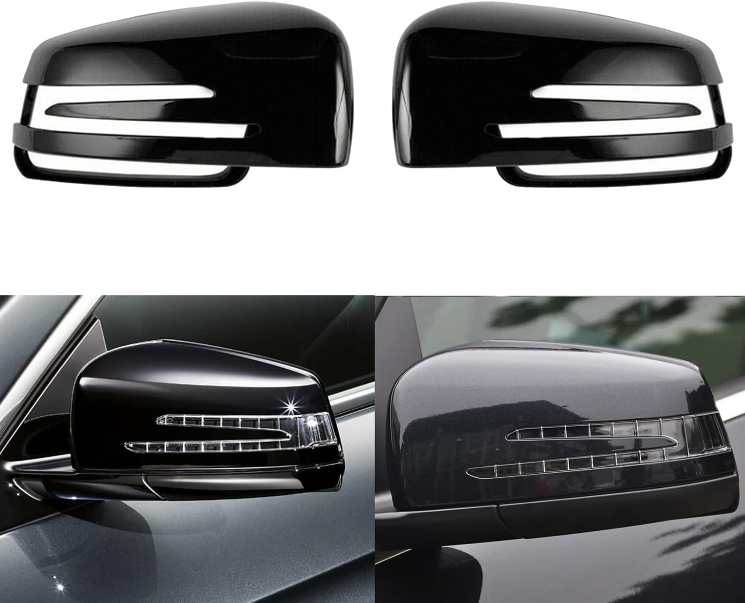 Gloss Black Side Rearview Wing Mirror Cover Cap For W176 W204 C204 W212 W211 W246 C117