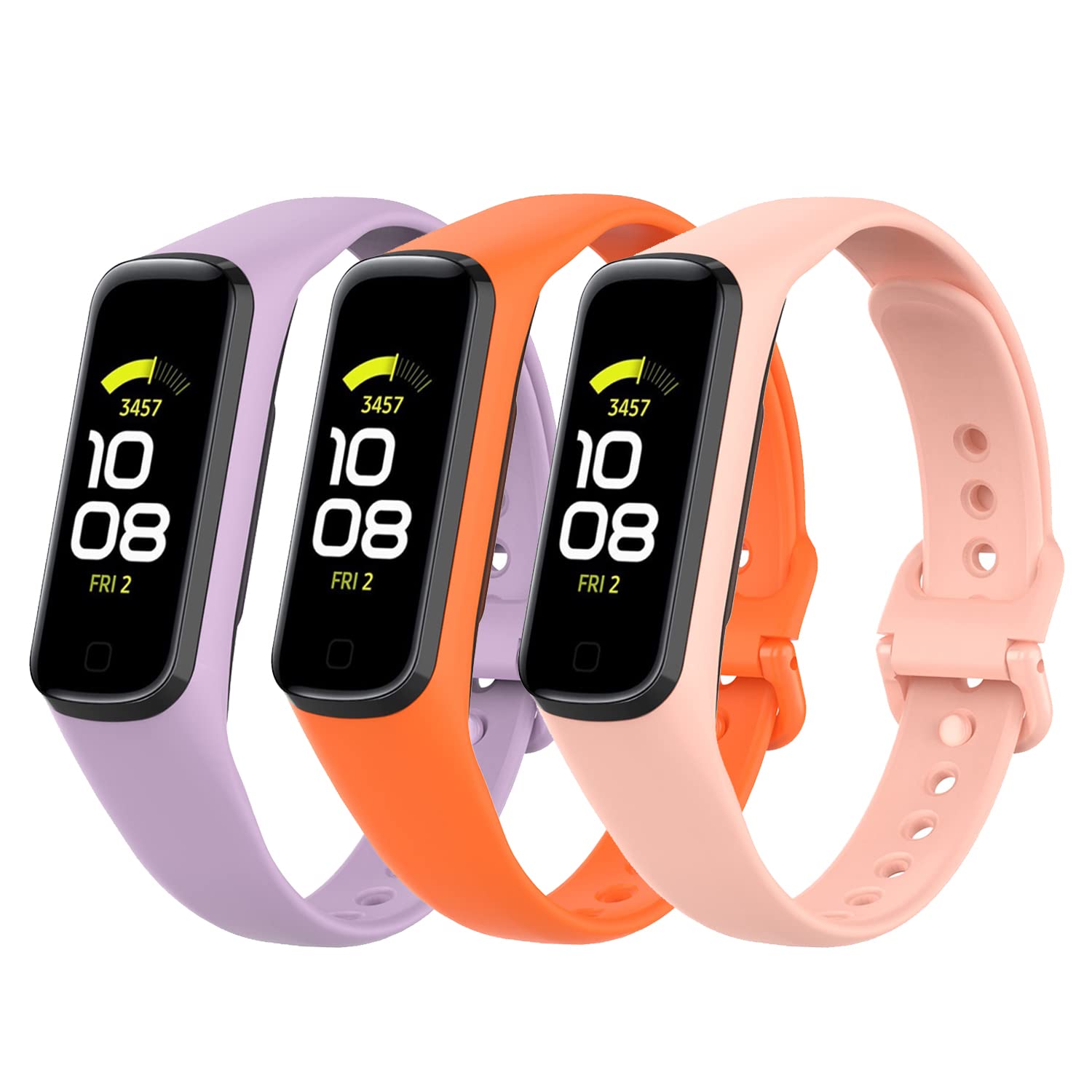 Gheper 3PCS Soft Silicone Replacement Wristbands Strap Compatible with Samsung Galaxy Fit2 SM-R220 Smartwatch Accessory Bands (Not for Fit E SM-R375 / Gear Fit 2 R365/ R360)