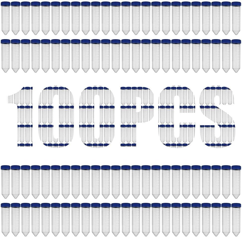 100 Pack 50 Ml Conical Centrifuge Tubes 50Ml Centrifuge Tubes, Transparent Write-on Spots and Caps