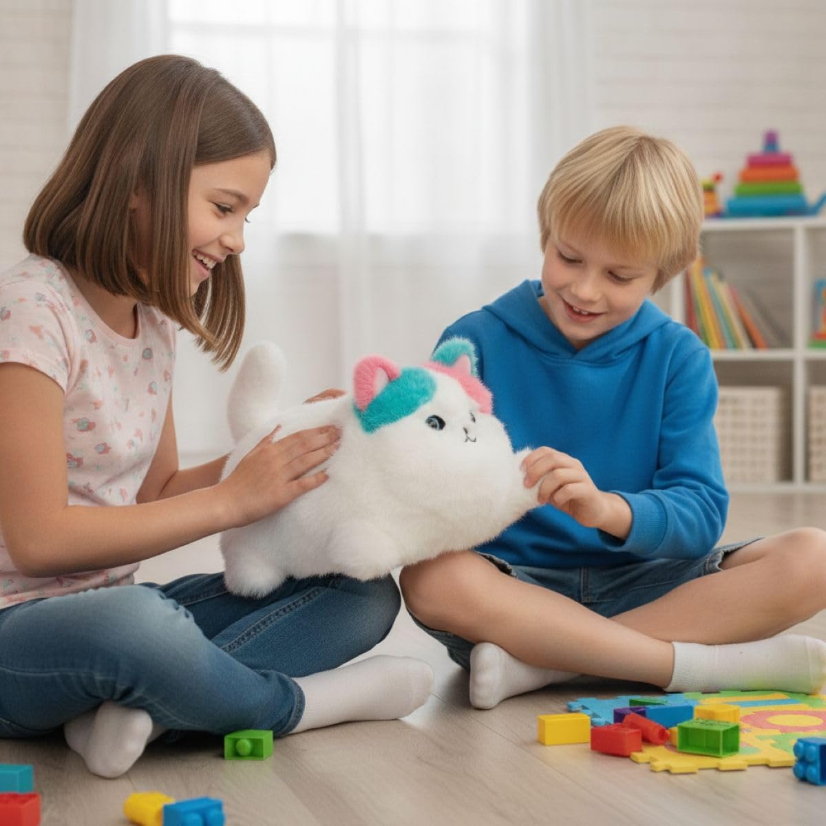 Lexibook, Hug-Me Cat, interaktywny pluszak powtarzający głos, Biały, KITP1