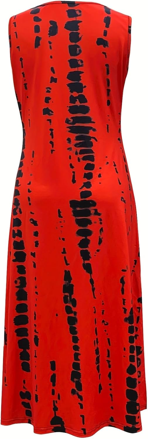 Women's Sleeveless Maxi Dress V Neck Casual Summer Long Dress, Lightweight Flowy for Beach Vacation