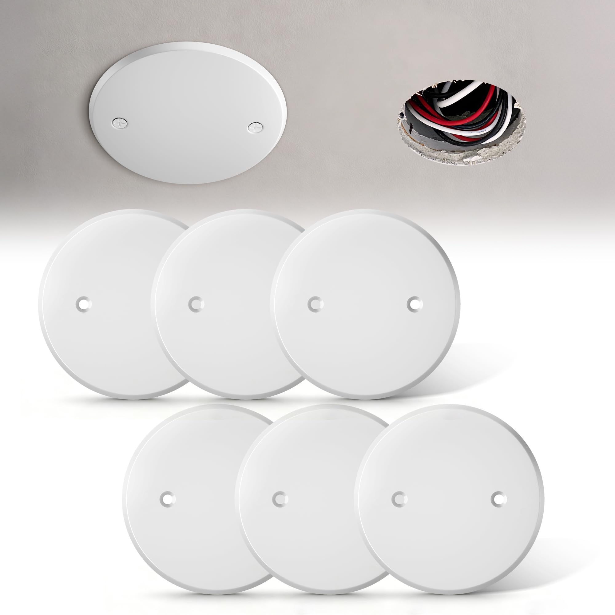 5 Inch White Steel Round Ceiling Cover Plate for Smoke Detector Hole