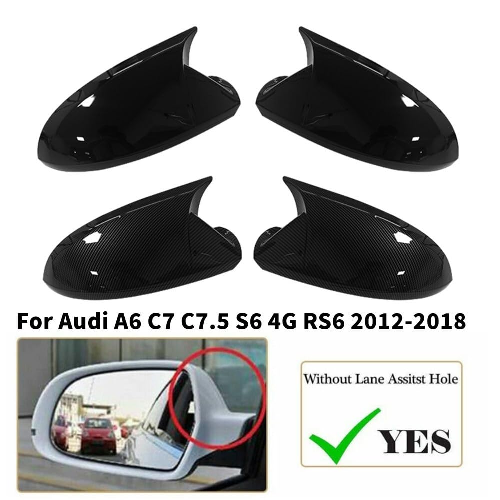 Pasuje do Audi A6 C7 C7.5 S6 4G RS6 2012-2018 brak asystenta pasa ruchu lusterko wsteczne samochodu osłona lusterka bocznego nakładka Obudowa Lusterka Boczne(Carbon Look)