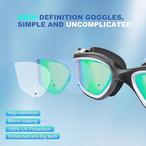 Miniatura 5 de EXP VISION Gafas de natación para adultos, gafas de natación antivaho para mujeres y hombres, sin fugas, gafas de agua de triatlón