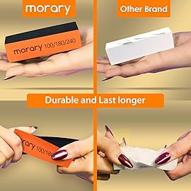 Morary 12-Pack Nail Buffer Block for Natural Nails 100/180/240 Grit 3 Sided (Orange Black)