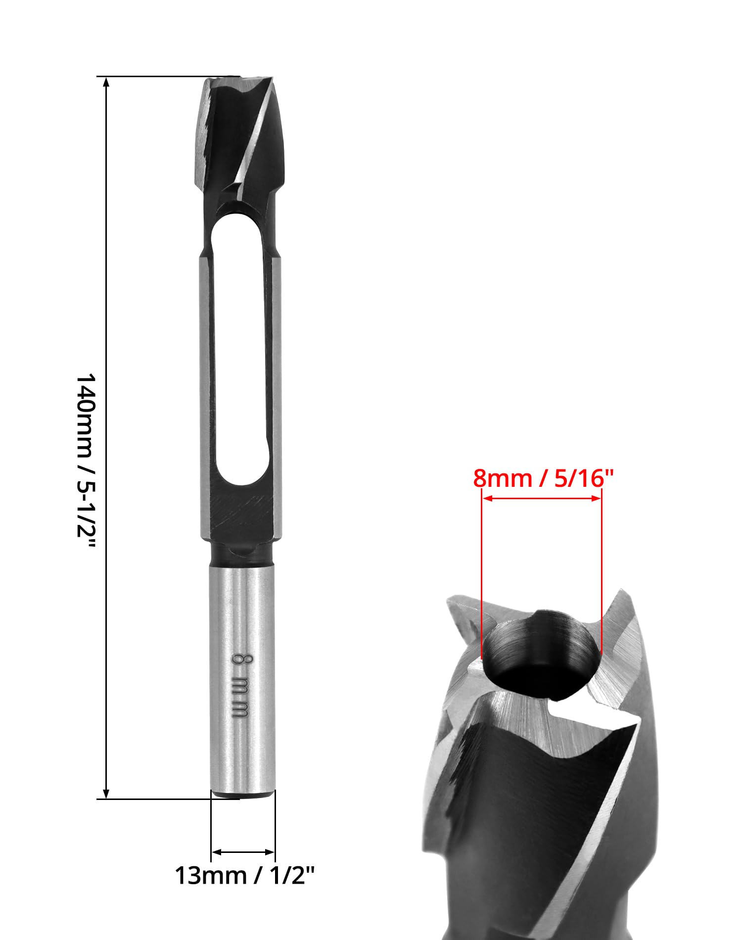 QWORK® Wood Plug Cutter Wood Dowel Maker Drill Bit, 8mm Diameter 13mm Shank, Made of Long-Lasting Carbon Steel - Image 4