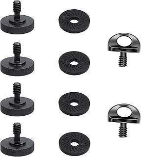 VOSSOT 6Pièces Kit Vis Caméra1/4 Pouce Vis Trépied Métal avec D-Ring et Rondelle Antidérapante Fixation Universelle Appareil Photo pour Plaque de Dégagement Rapide, Stabilisateur, Support, Sangle