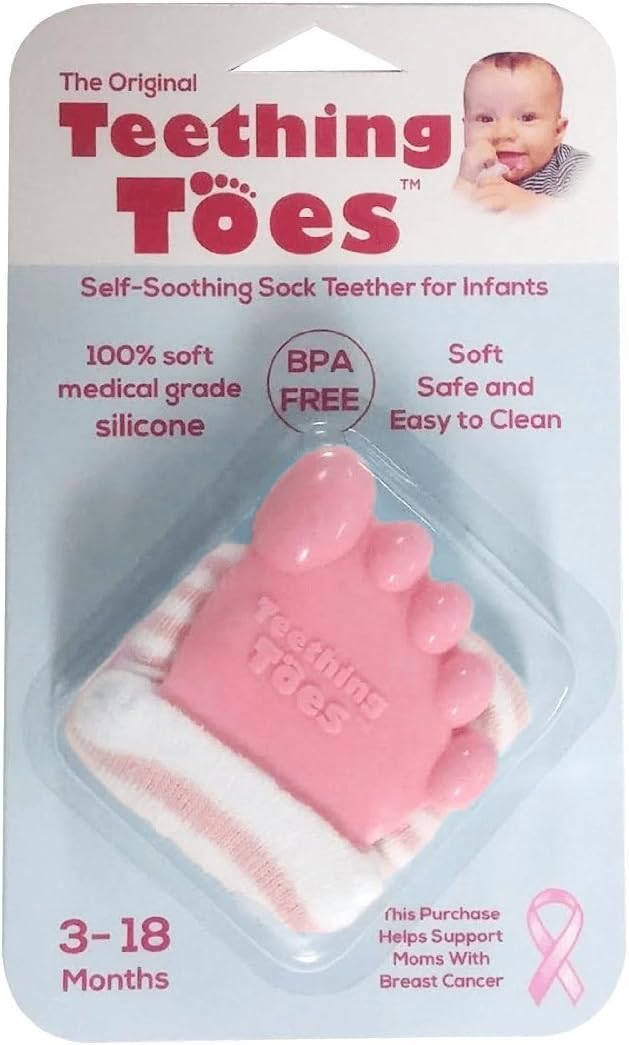 The Original Teething Toes Baby Sock Teether in Pink