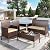 UDPATIO Patio Furniture 4 Pieces Outdoor Wicker Rattan Chair Balcony Conversation Sets Porch Furniture Sectional Loveseat w Cushions and Table for Backyard Pool Garden (Brown-Beige)
