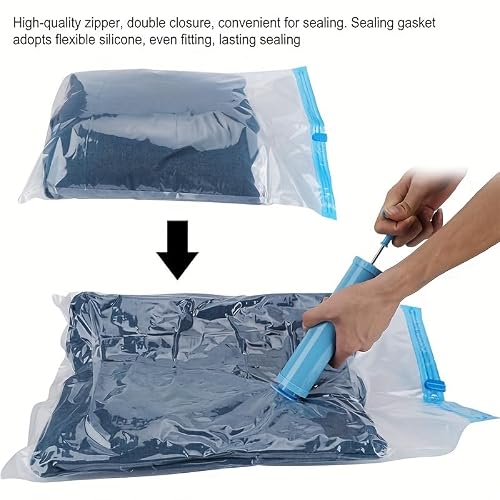 Miniatura 7 de 2 Bolsas De Almacenamiento De Compresión Al Vacío De Plástico, Diseño De Válvula De Sellado Para Ahorro De Espacio, Para Ropa, Edredones, Maleta De Viaje, Organización Del Hogar, Xl, 2 Paquetes