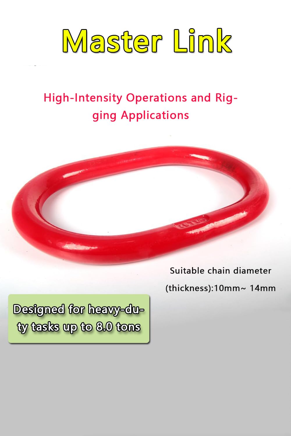 Oblong Master Link 1 Pack Working Load Limitchain Master Link G80 Alloy Steel Heavy Duty Chain Lifting Ring Customize Chain Binders 【 (8.0T)