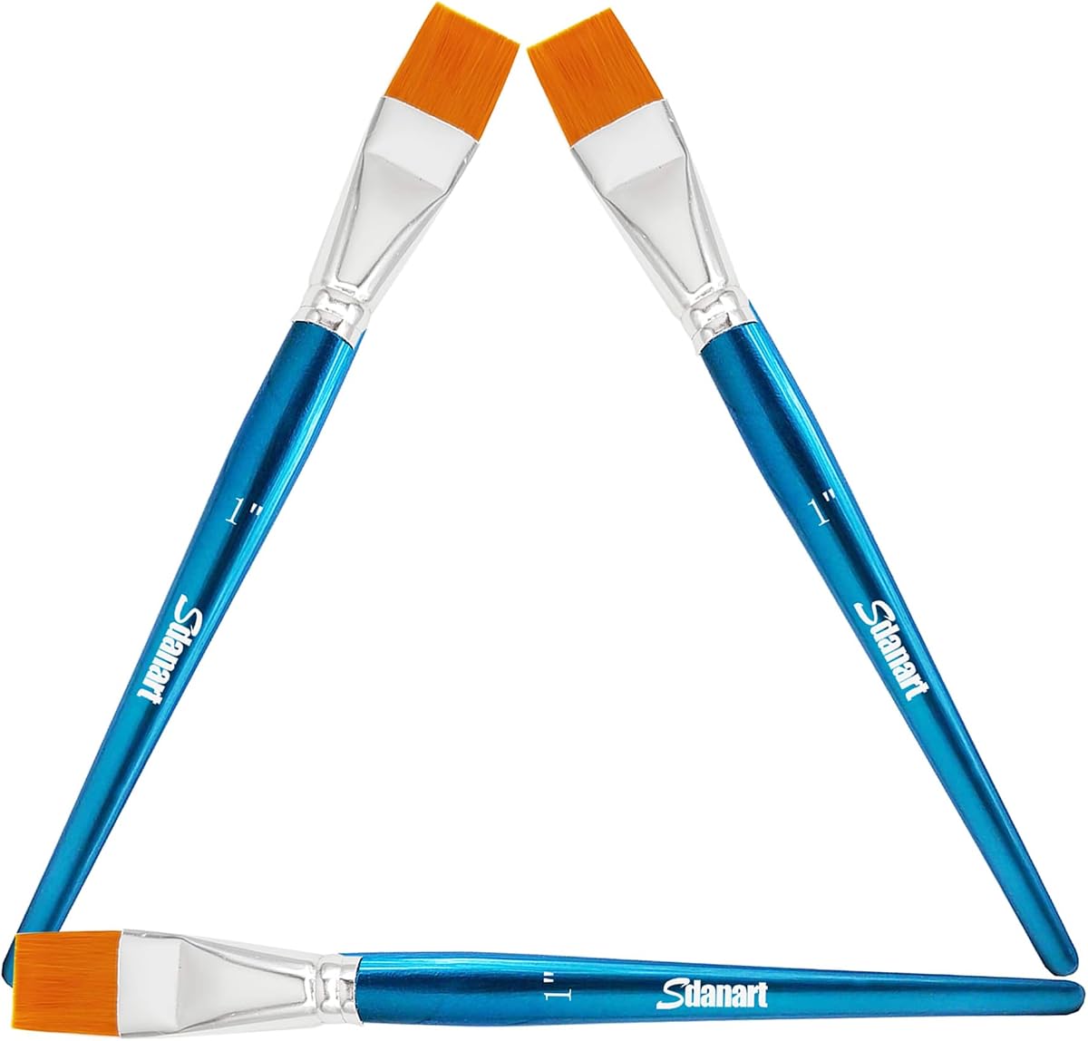 Sdanart 1 inch Flat Paint Brushes for Acrylic Painting Watercolor Oil,3 PCS