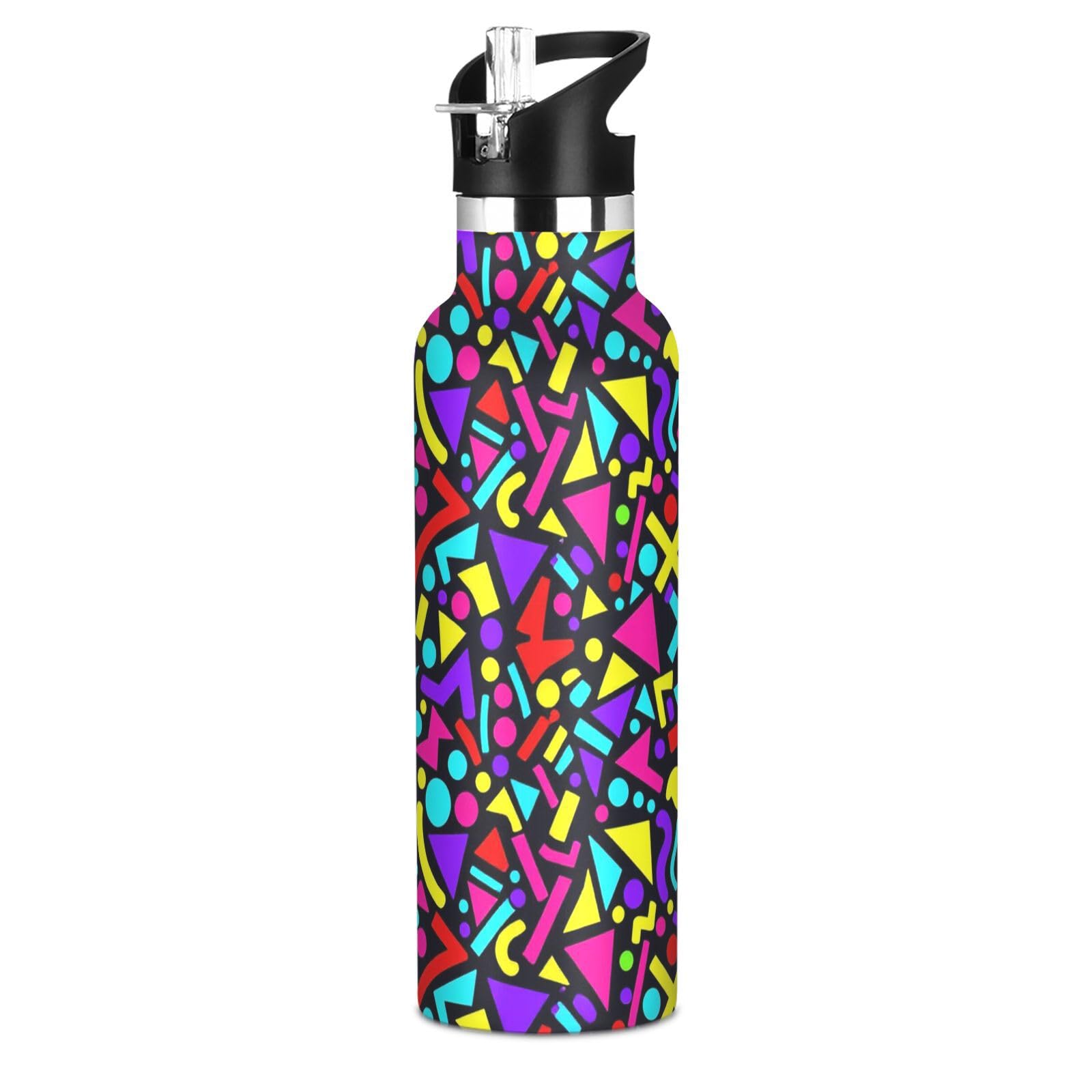 Botella de agua de metal infantil con pajilla de doble pared al vacío y libre de BPA Yuiboo