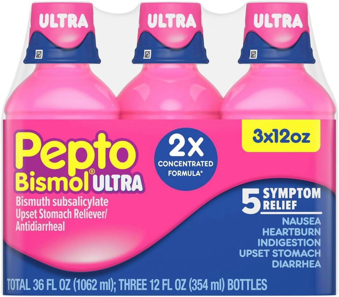 Pepto Bismol 5 Symptoms Digestive Relief Liquid, Original, 8 Ounces (Pack of 4)