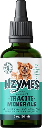 Nzymes® Tracite Minerals for Pets - Ácido fúlvico, ácido húmico y gotas minerales traza a base de hierro y aminoácidos para energía ATP, deficiencia
