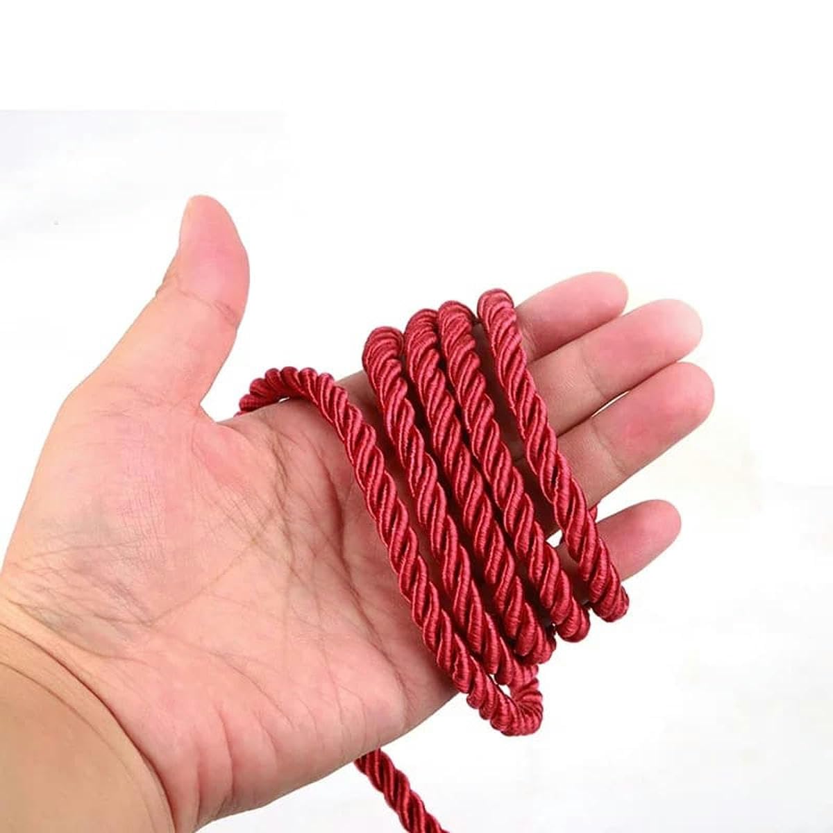 Macrame Cord Twisted String 5 Yards Waxed Braided Twisted Macrame Cord 6mm Multicolor(Red)