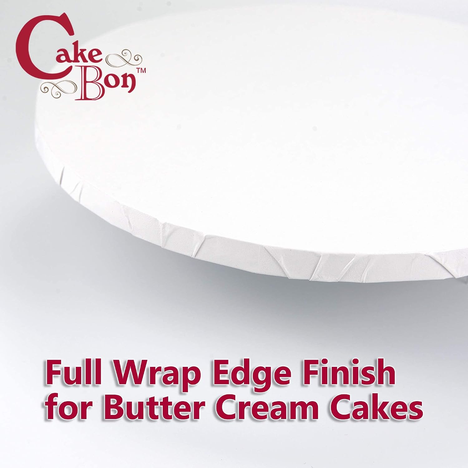 Cakebon Cake Drums Round 14 Inches - (White, 1-Pack) - Sturdy 1/2 Inch Thick - Fully Wrapped Edges