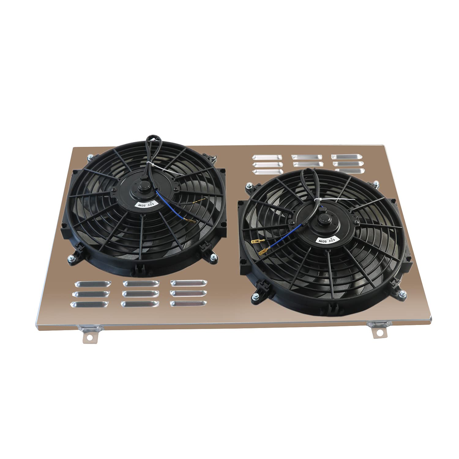 ECMRAD Aluminum Radiator's Shroud+2x12''Fans Compatible with 1982-1992 Chevy Camaro Z28 / Pontiac Firebird Trans AM V8