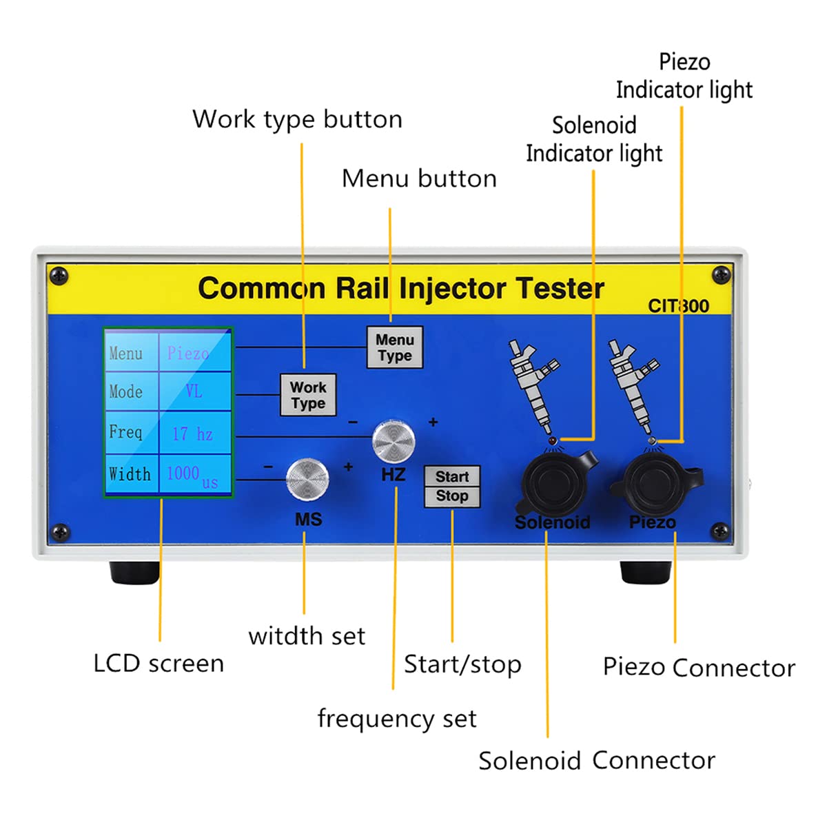 Tester wtryskiwaczy oleju napędowego Zestaw kompresyjny, Tester wtryskiwaczy Diesel Common Rail CIT800 Tester wtryskiwaczy piezoelektrycznych Diesel + Walidator wtryskiwaczy S60H