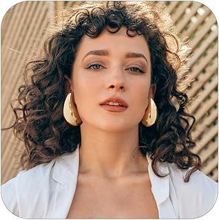 Extra Large Drop Earring Dupes, Oversized Chunky Gold Hoop Earrings for Women Girl Lightweight Hypoallergenic Tear Drop Earrings 24k Gold Plated Big Earrings Fashion Jewelry