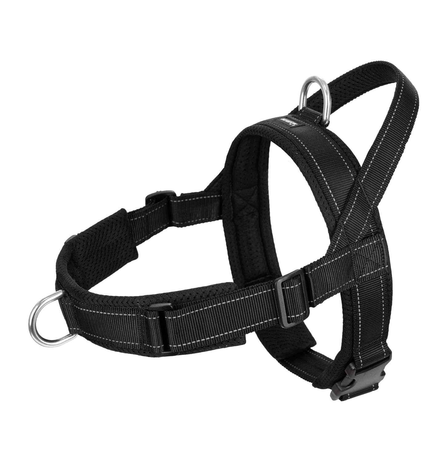 Arblina Harnais pour Chien, Harnais Anti-Traction pour Chiens Moyens et Grands, Harnais à Structure en T avec Éléments Réfléchissants, Harnais Doux pour Pitbull, American Bullies, Noir L