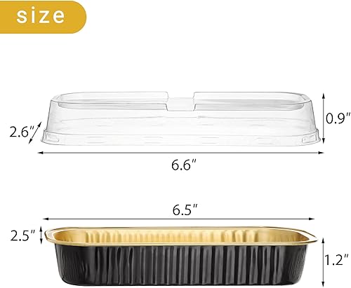 Miniatura 2 de EUSOAR Creme Brulee Ramekins, 25 piezas de 6.8 onzas, 6.5 x 2.5 x 1.2 pulgadas, papel de aluminio de aluminio negro dorado para hornear tazas con