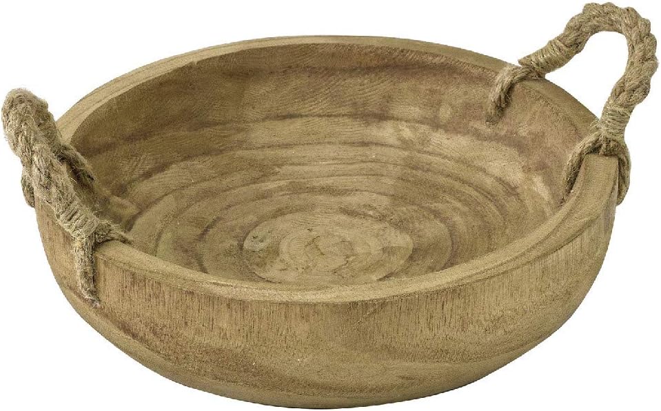 Amazon.com : Time Concept Carving Round Rope-Handled Tray - Natural ...
