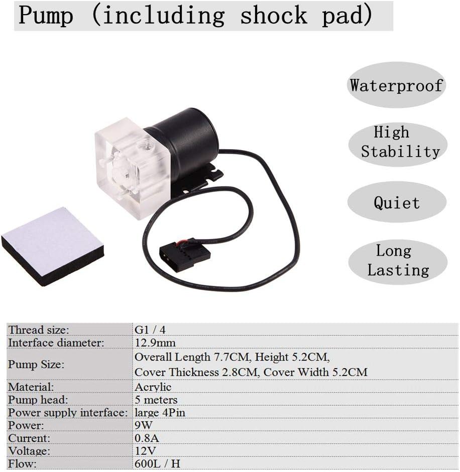 DIY Water Cooling Kit with CPU/GPU Block, Cylindrical Reservoir, Pump, LED Fan, 240mm Heat Sink Connectors
