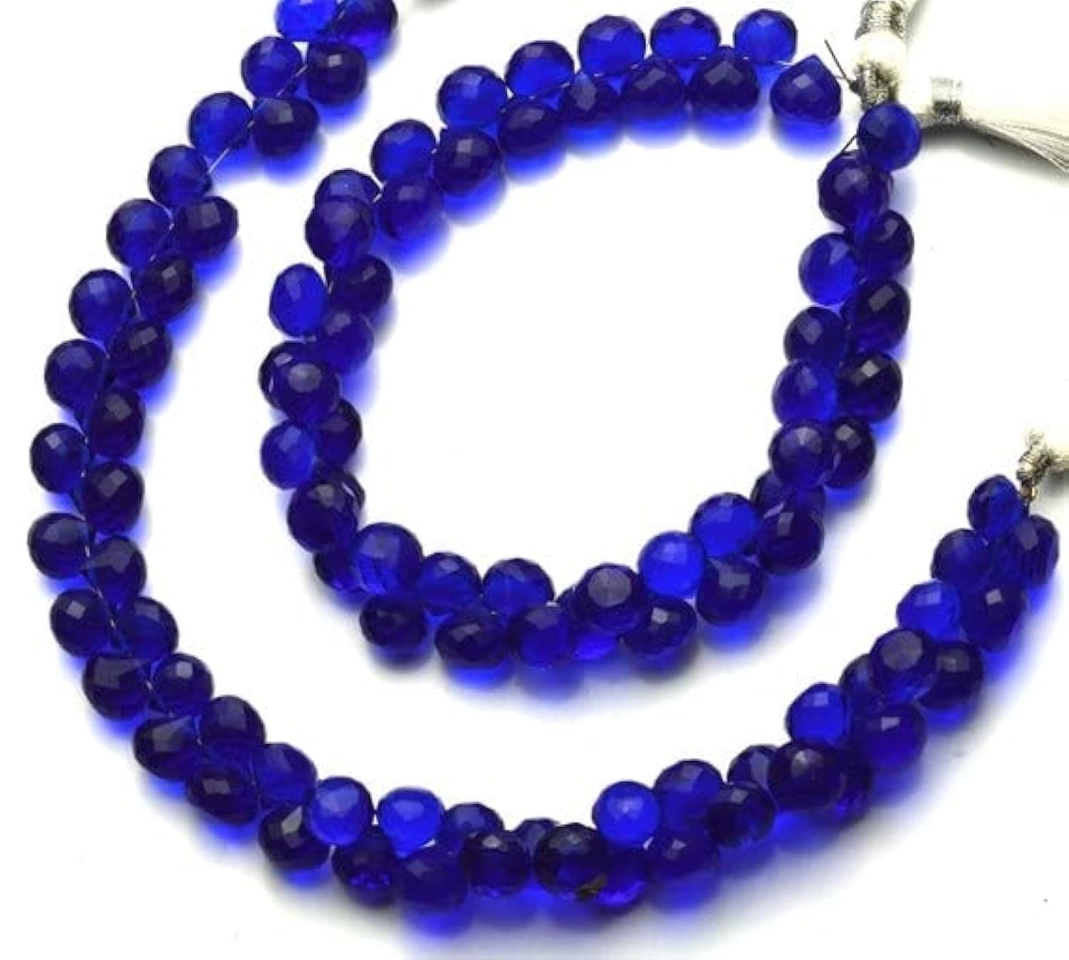 Perles briolettes cyanite bleue hydro quartz facetté de haute précision 8mm