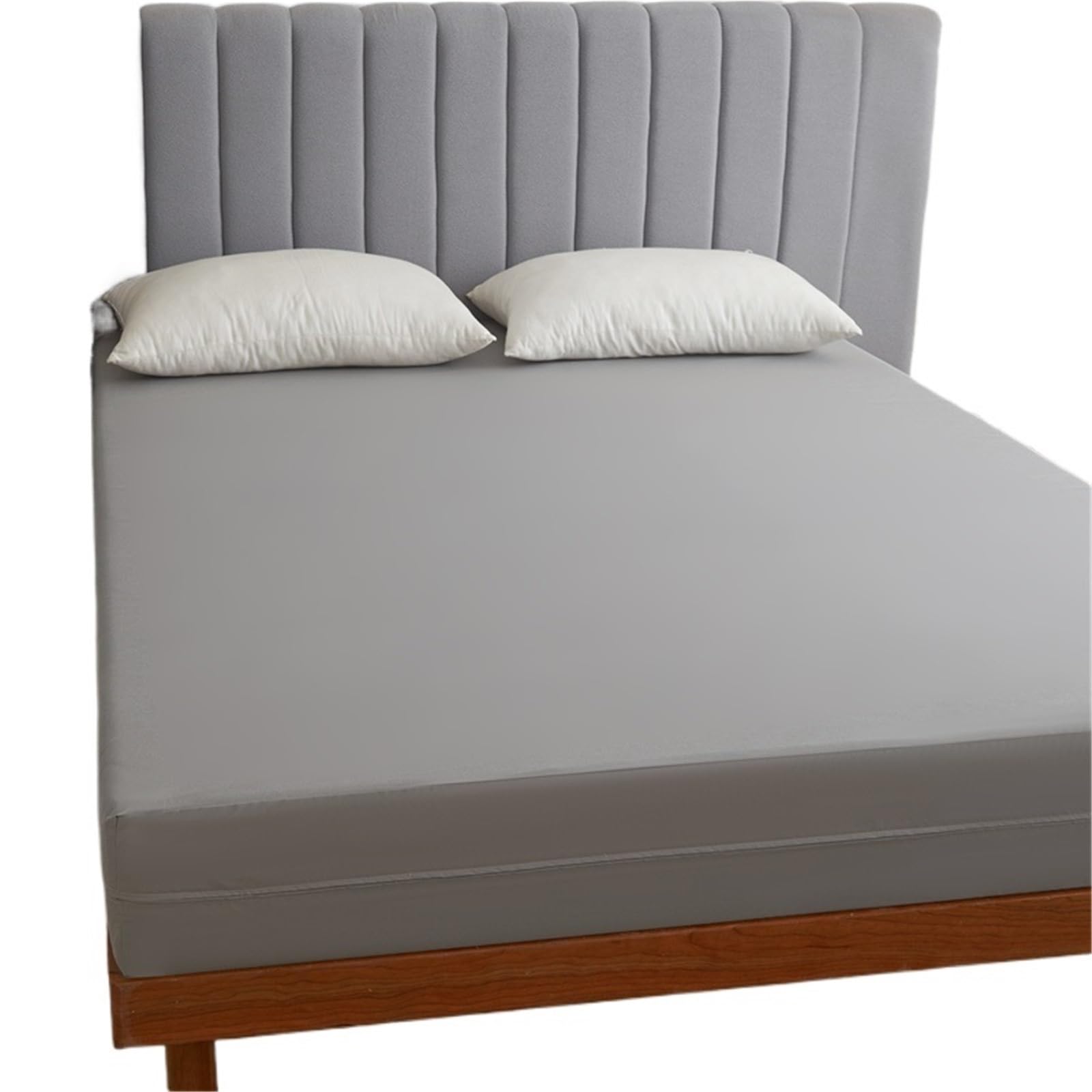 Funda Colchón Protector de colchón Impermeable con Cremallera Funda Suave, Transpirable y silenciosa, Queen/King(Grey,120x200x28cm)
