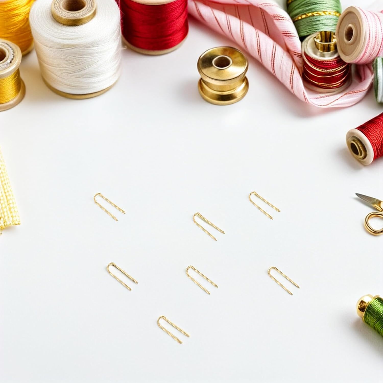 Didiseaon 100pcs Stainless Steel Quilting U Pins Fabric Positioning Fork Pins for Needlecrafts and Sewing Gold 17mm for DIY Fabric Fixing and Craft Projects