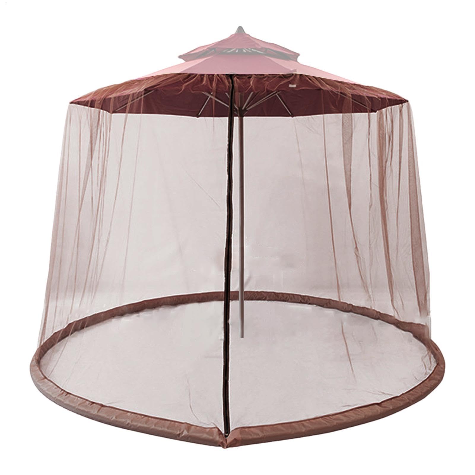 Filet de parasol de terrasse – Moustiquaire d'extérieur en maille de 3 x 2,3 m avec fermeture éclair, abri de parasol de protection, abri de jardin en maille pour une utilisation confortable en