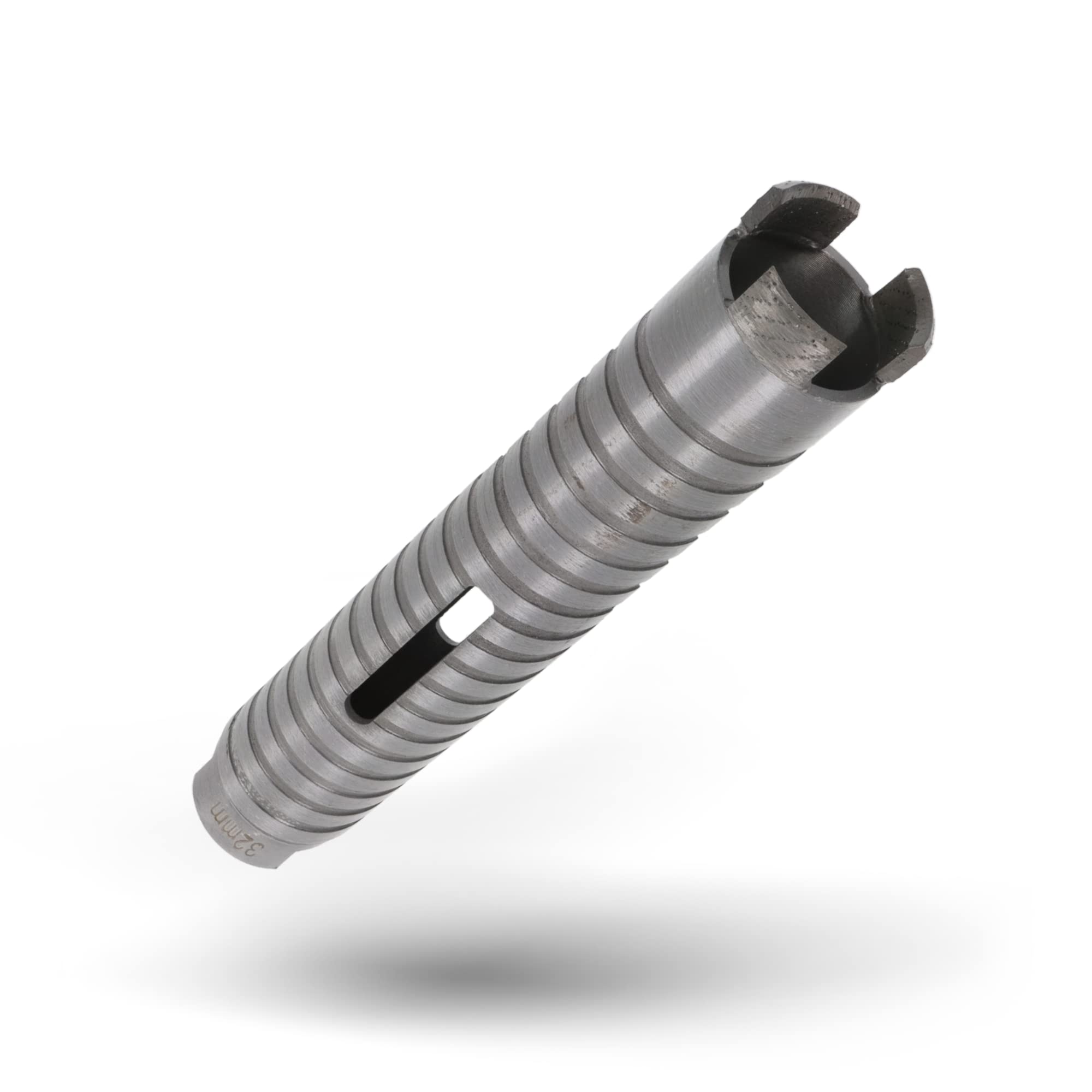 PRODIAMANT Diamentowa wiertnica rdzeniowa ø 32 mm długość efektywna 150 mm z adapterem sześciokątnym do wiertarek, segmenty spawane laserowo do wiercenia na sucho