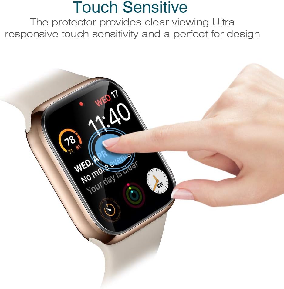 4 Pack LK Compatible for Apple Watch Screen Protector 40mm 38mm Series 6 5 4 3 2 1, Bubble-Free Max Coverage HD Clear Film - Model Number: UF-0620