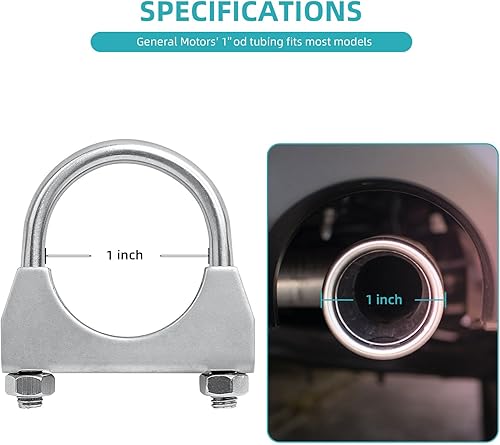 Miniatura 2 de Abrazaderas de perno en U de silenciador de alta resistencia de 2.125 pulgadas para tubo de escape de 2-18 pulgadas de diámetro, abrazadera en U de