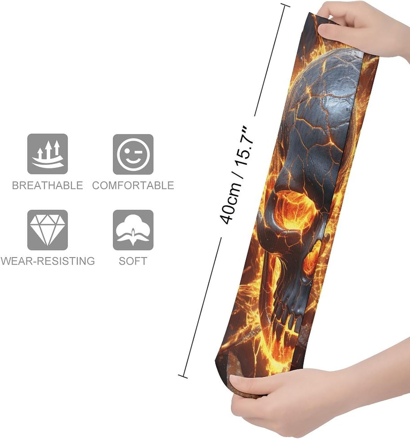 Breathable Crew Sock, Moisture Wicking, Athletic Calf Socks, Cozy | Shattering of Skull Compression Socks for Women Men, Lightweight High Work Socks for Business, Casual