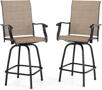 Amazon.com: PHI VILLA Patio Swivel Bar Stools Set of 2, Outdoor Bar